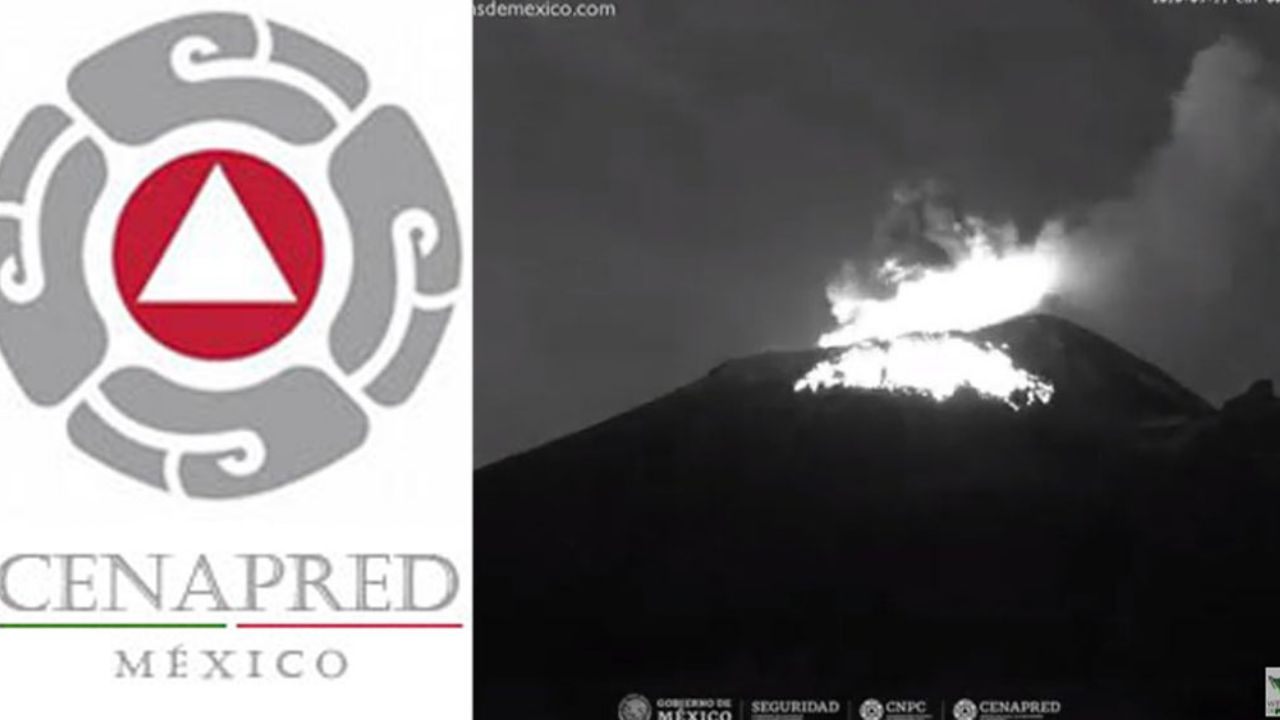 Popocatépetl registra explosión y lanza material incandescente con ceniza
