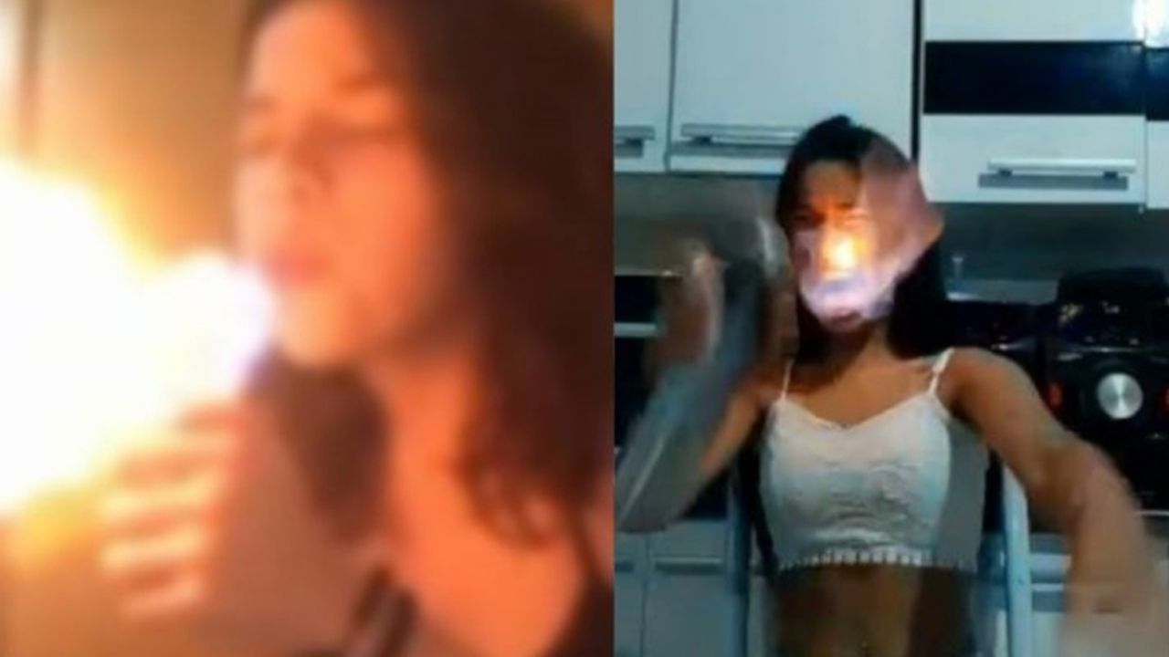 VIDEO: Internautas casi se queman por reto viral de escupir fuego