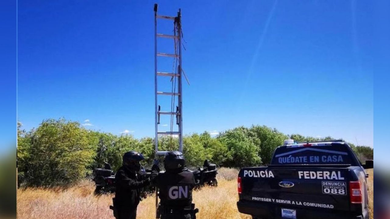 Guardia Nacional descubre escaleras usadas por migrantes en frontera con EU
