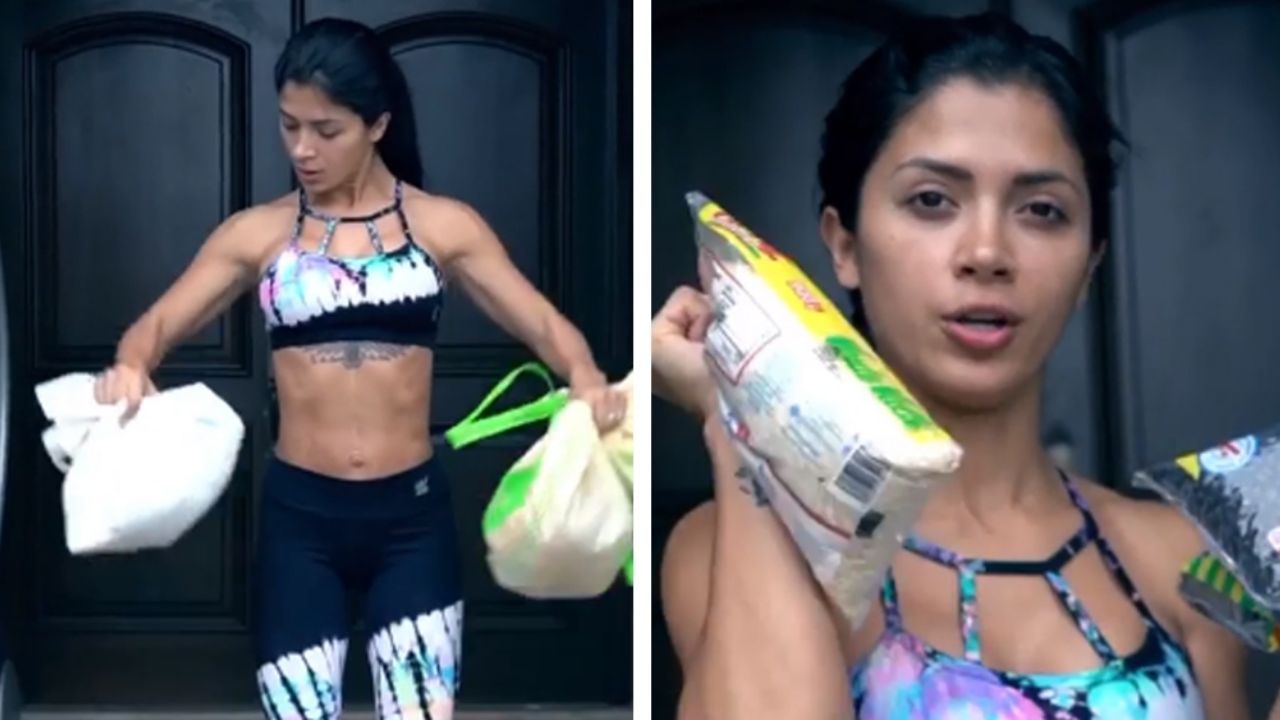 Kimberly Flores es criticada por ejercitarse con comida: “Creí que la donarías”