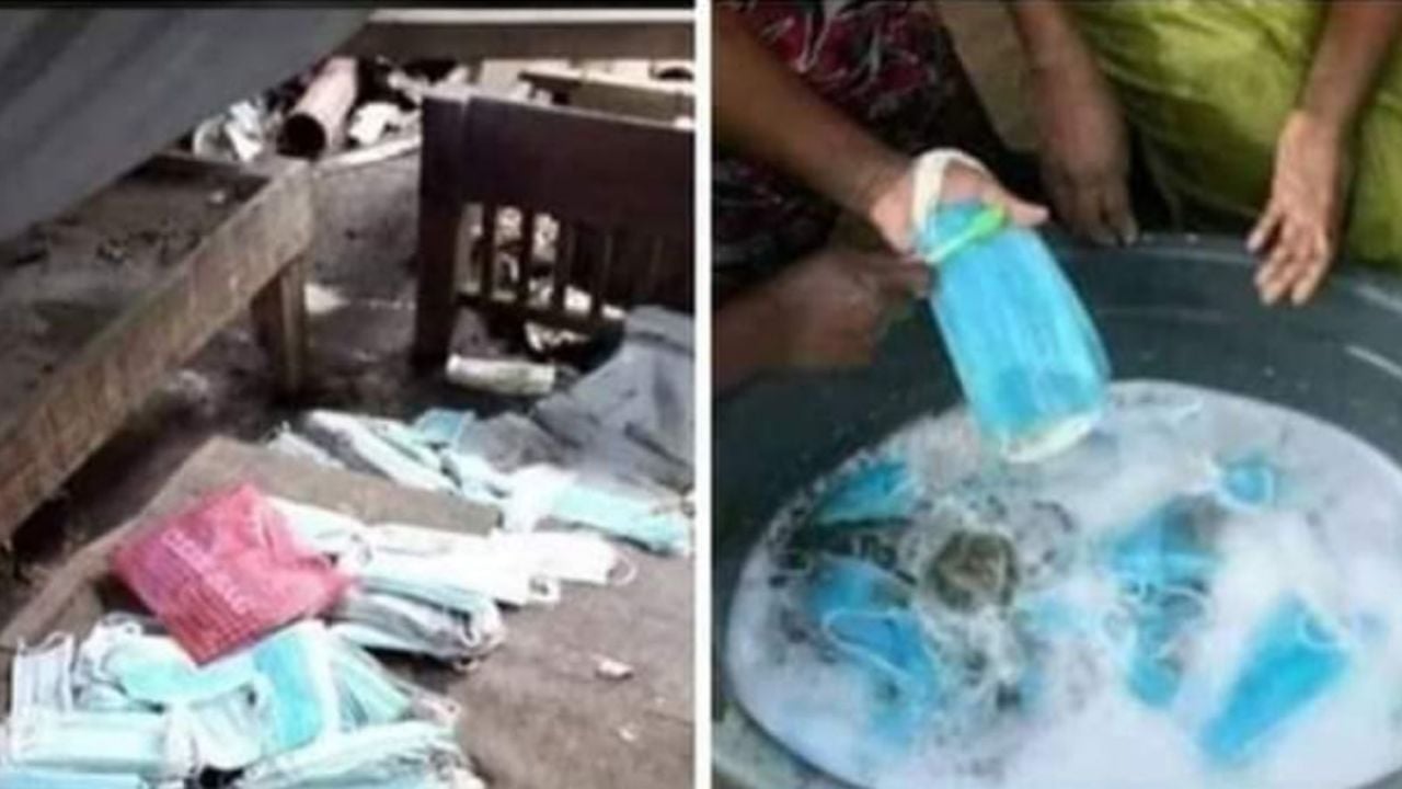 “Que perro asco”: Sacan cubrebocas de la basura y los revenden, acusan en redes