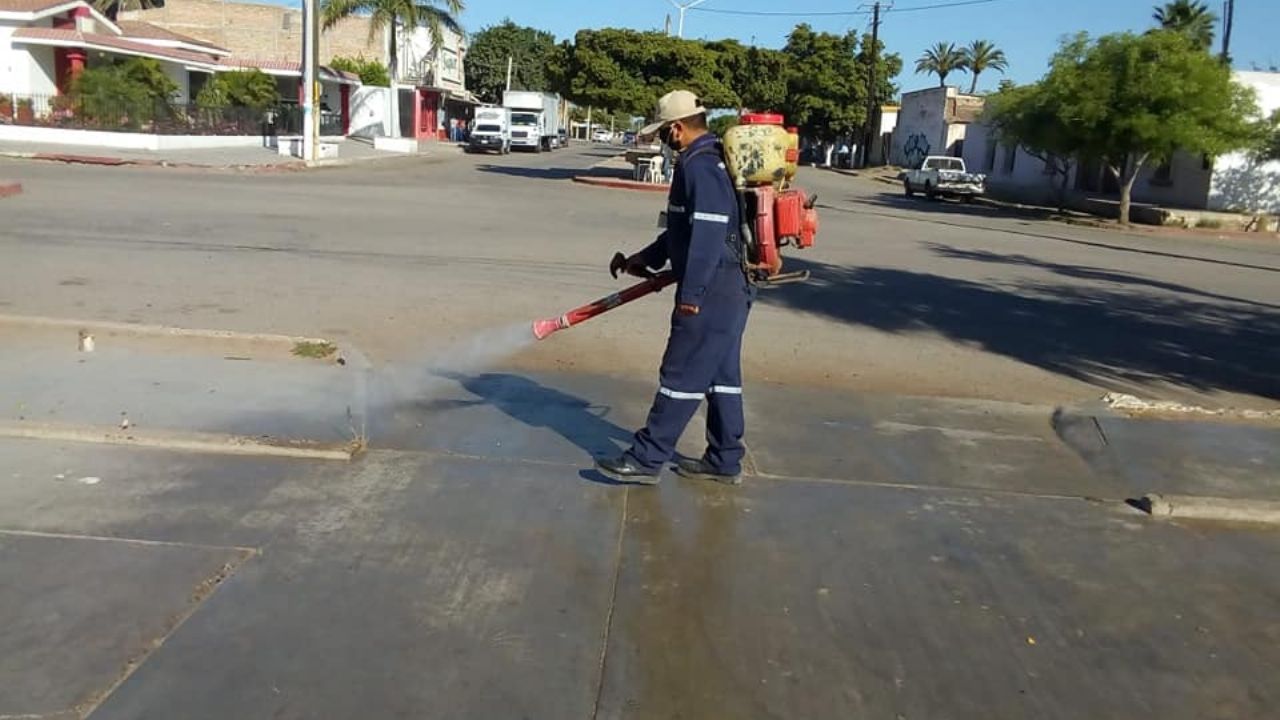En Etchojoa limpian el primer cuadro de la ciudad para disminuir riesgos de contagios