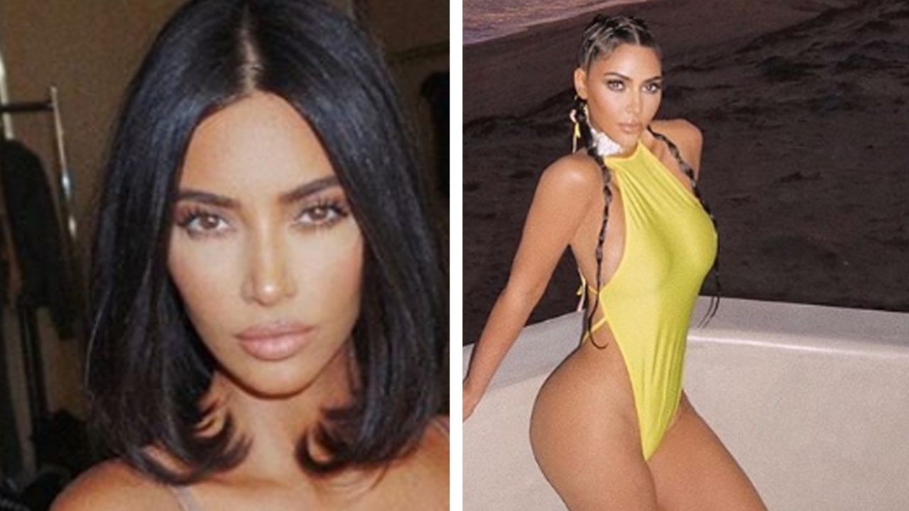 Kim Kardashian derrocha picardía con pegadito traje de baño dorado