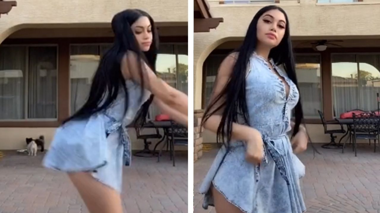 VIDEO: Jailyne Ojeda casi deja ver su ropa interior en baile de TikTok