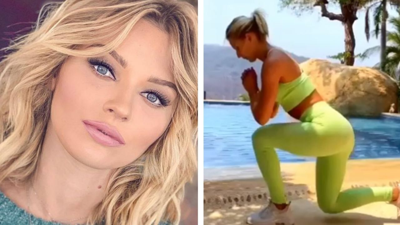 VIDEO: Irina Baeva se ejercita desde casa con apretados leggings verdes