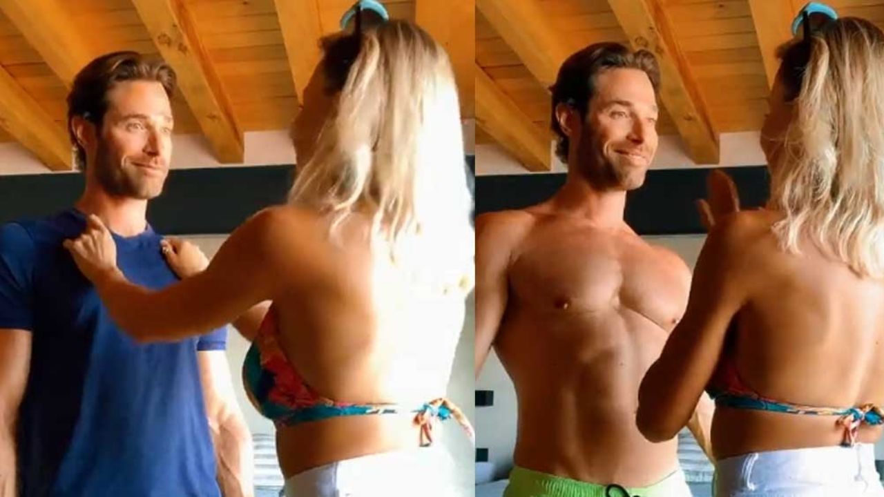 VIDEO: Angelique Boyer desviste a Rulli y muestra cómo aprovechan la cuarentena