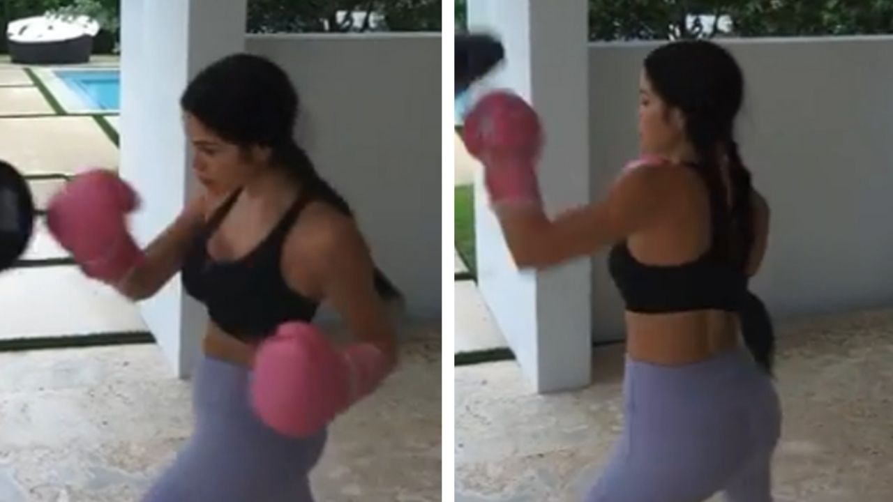 VIDEO: Natti Natasha se pone sus leggings más apretados para practicar box