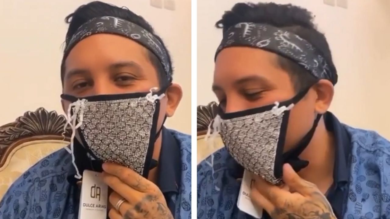 Edwin Luna, tachado de “corriente” por usar tanga de su esposa como cubrebocas