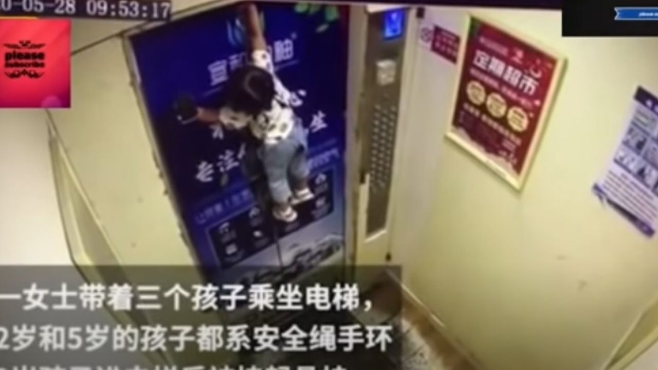VIDEO: El aterrador momento en que una niña casi es aplastada por un elevador