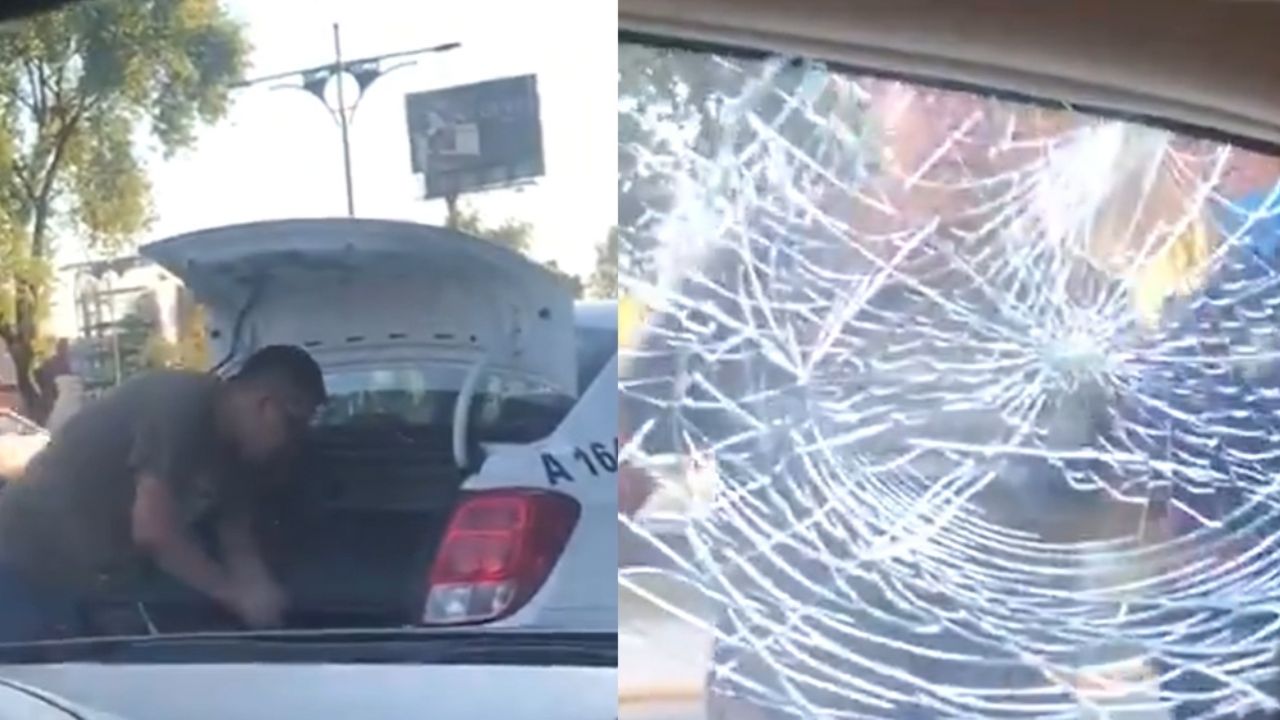 Taxista golpea ventana de auto en donde había un menor de edad; oficial ignora el acto