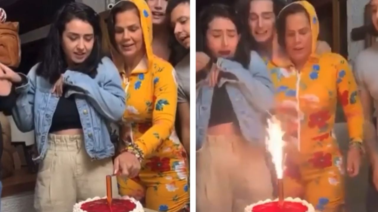 VIDEO: Niurka Marcos se quema el dedo al encender velita de cumpleaños