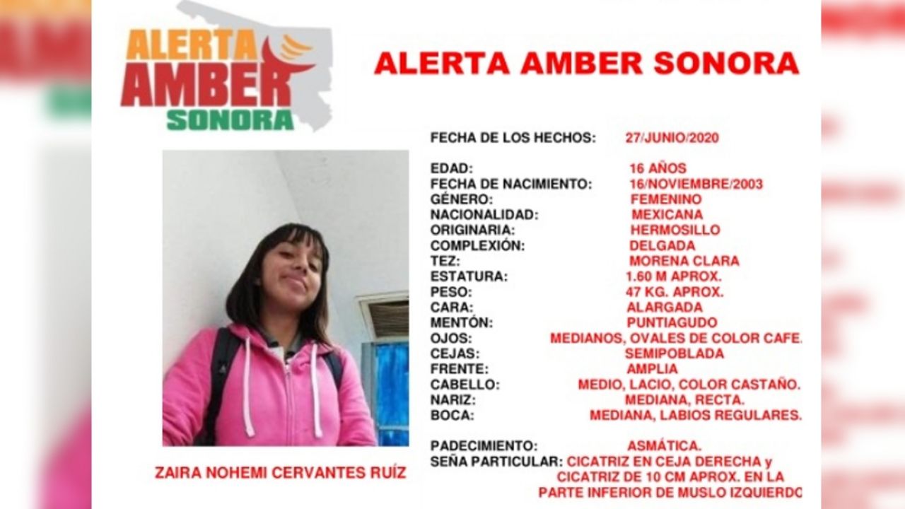 Sonora: Zaira Nohemí salió de casa y no regresó; familiares piden ayuda para encontrarla