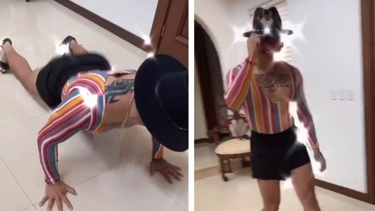 VIDEO: Como todo un experto, Edwin Luna baila con zapatillas y ropa de mujer