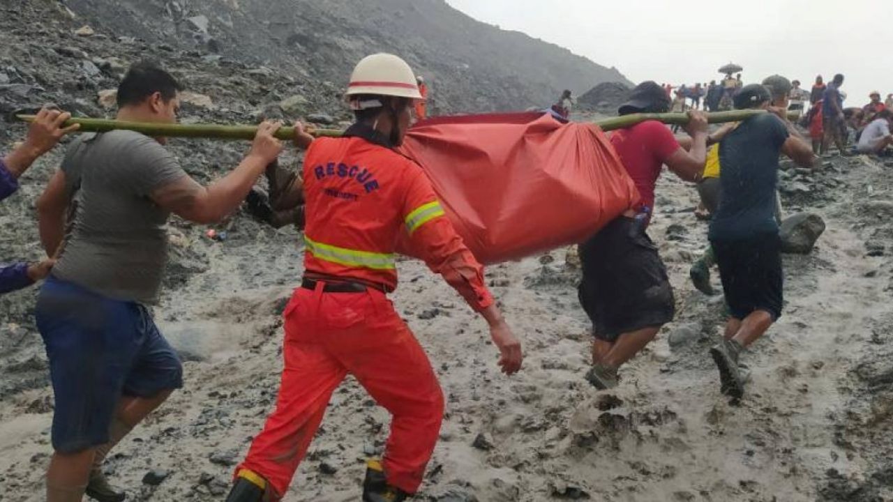 VIDEO: Este es el impactante momento en el que una mina de jade se derrumba en Birmania