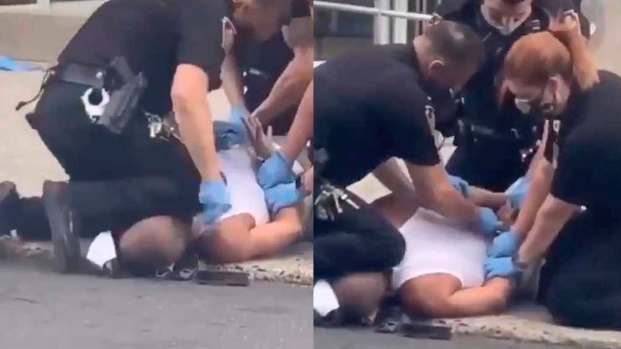 Tras asesinato de George Floyd, otro policía se arrodilla sobre el cuello de un hombre en EU