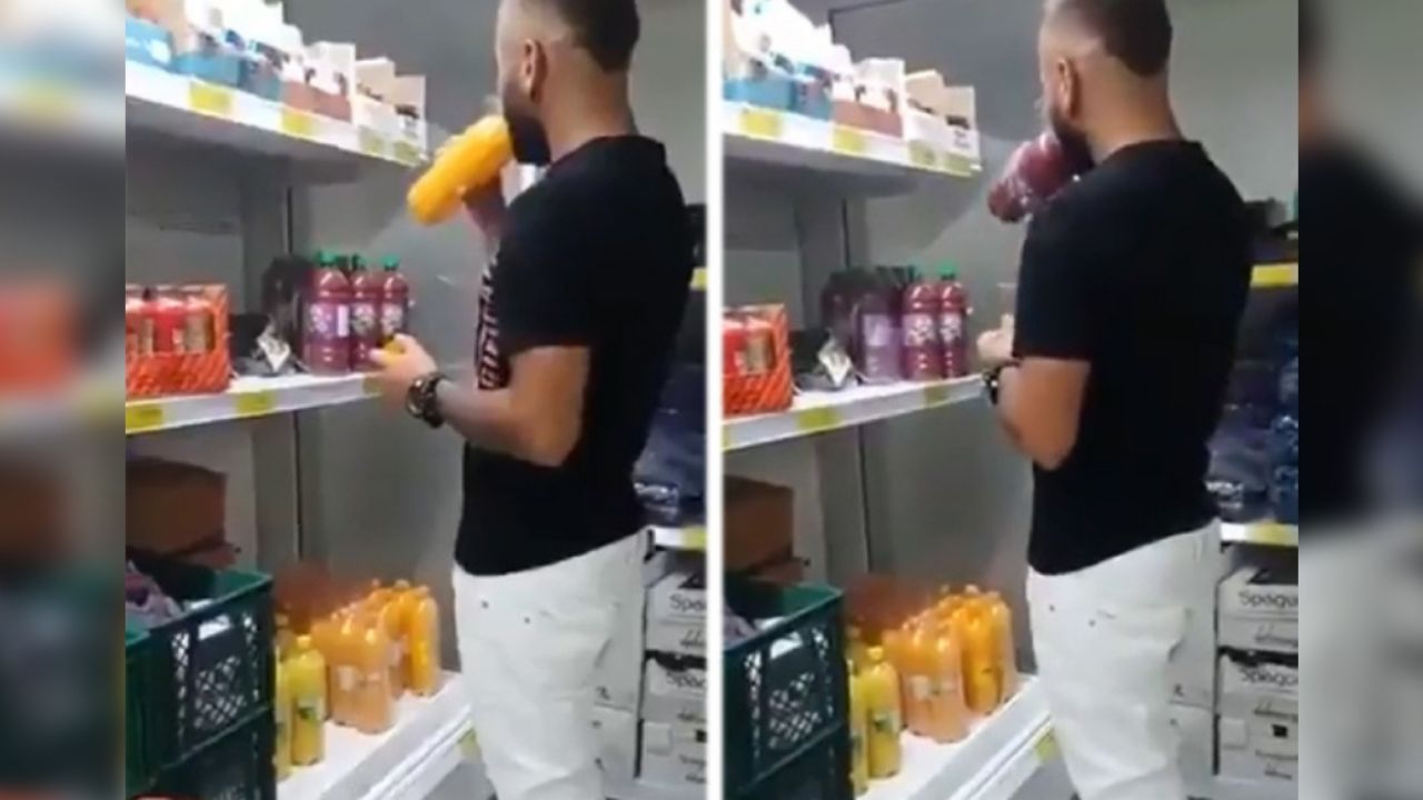 VIDEO: Hombre bebe jugos y los vuelve a dejar en su lugar en una tienda de Colombia