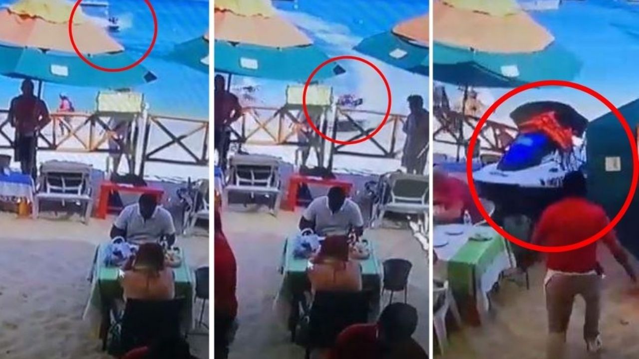 VIDEO: Moto acuática arrolla a una pareja en un restaurante de Cabo San Lucas