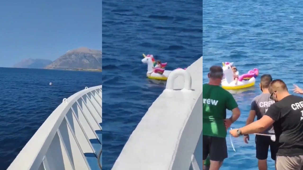 ¡Impresionante! Encuentran a niña en un salvavidas de unicornio en mar abierto