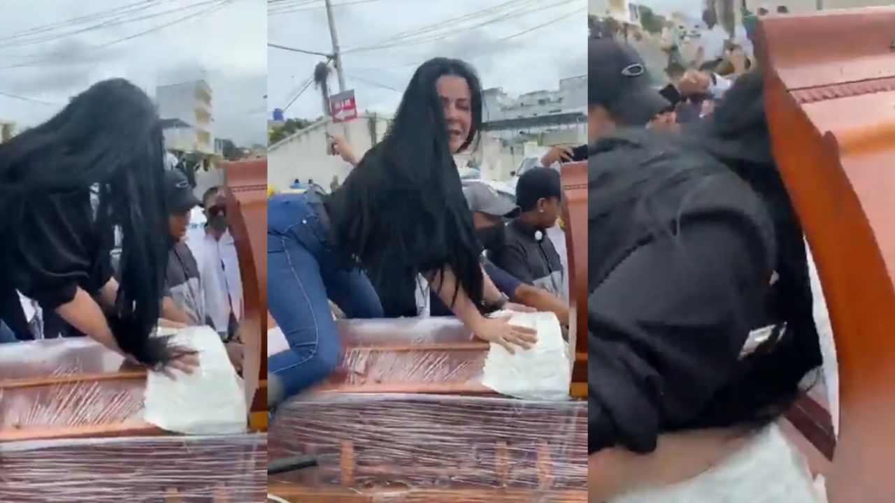 VIDEO: En pleno funeral mujer baila sobre ataúd de su esposo en Colombia