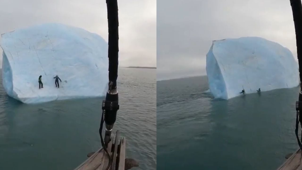 VIDEO: Dos hombres caen de iceberg mientras escalan y esto ocurre después