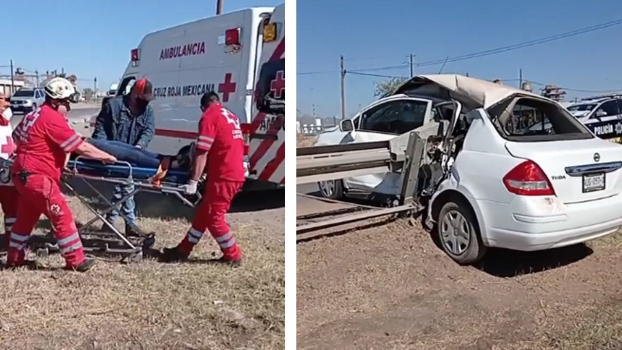 Mujer se salva de milagro tras aparatoso choque en Ciudad Obregón; fue hospitalizada