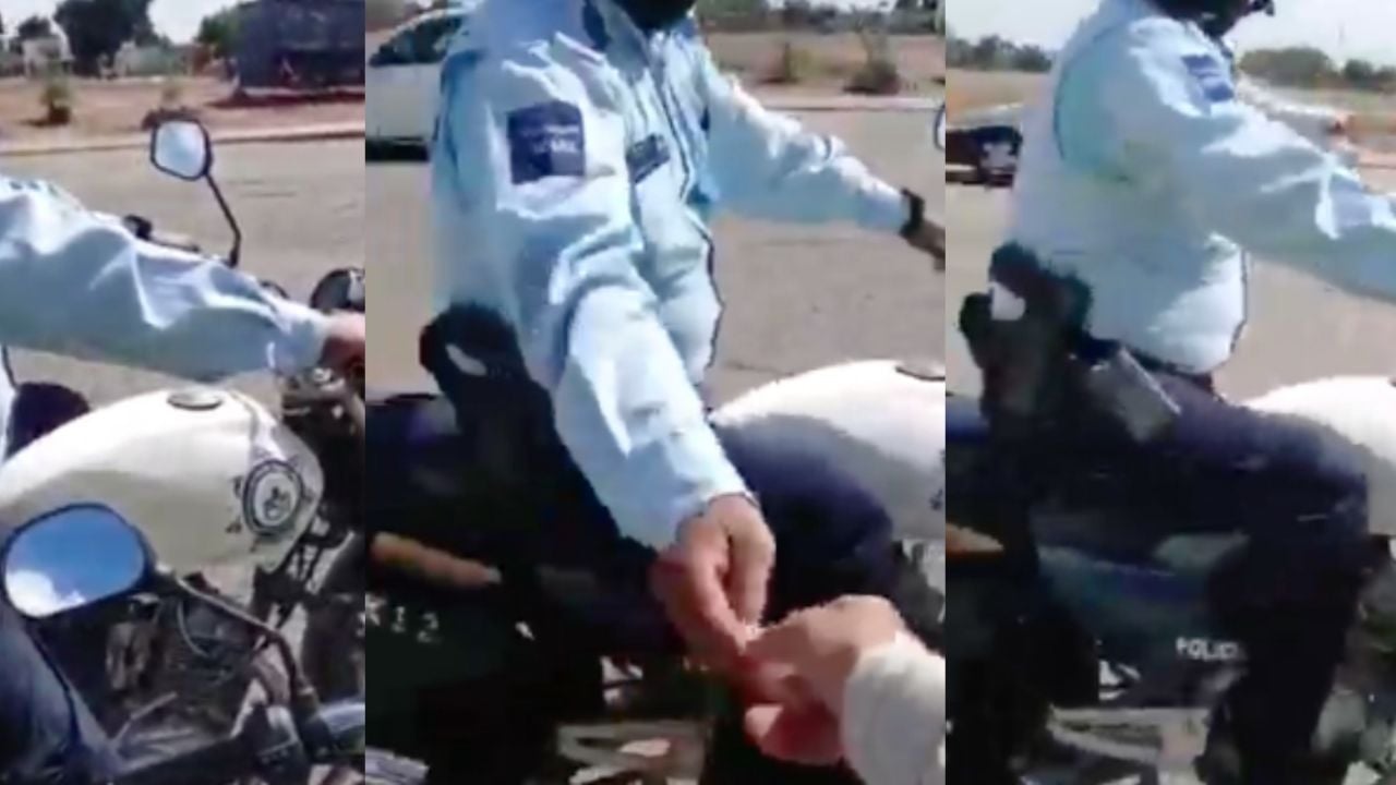 VIDEO: ¿Corrupción? Policía de Cajeme recibe ‘moche’ y aconseja a motociclista para evitar el retén