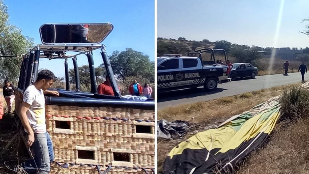 Globo aerostático se desploma en zona arqueológica de Teotihuacán; hay nueve heridos