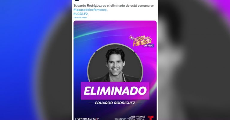 Eduardo Rodríguez es el eliminado de 'La Casa de los Famosos' 