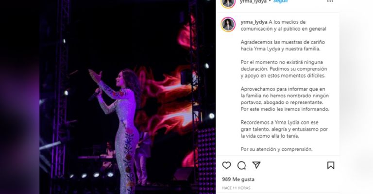 Comunicado por la muerte de Yrma Lydya