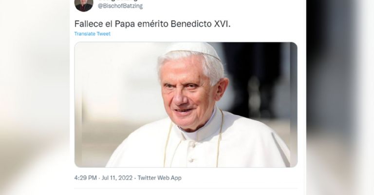 Cuenta falsa anuncia 'muerte' de Benedicto XVI