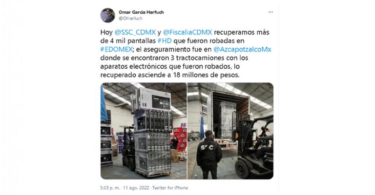 CDMX recupera lote robado en el Estado de México