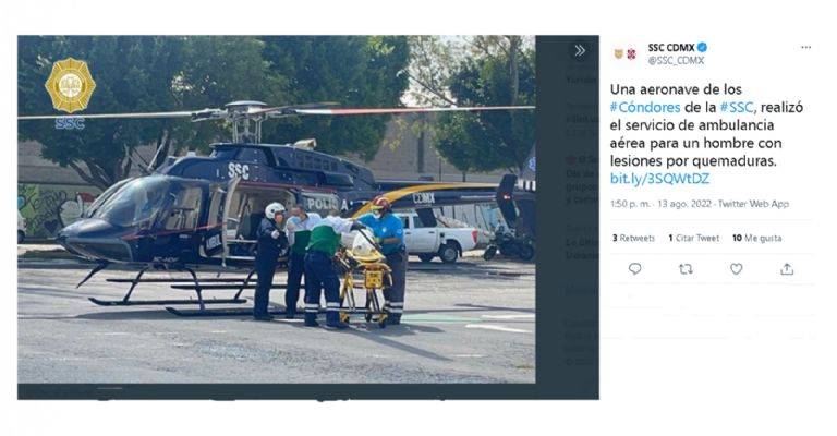 Cóndores de la SSC trasladaron al paciente