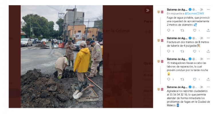 Personal de Sacmex trabaja en la zona