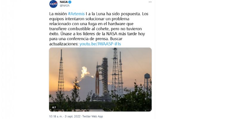 Artemis I supende mision