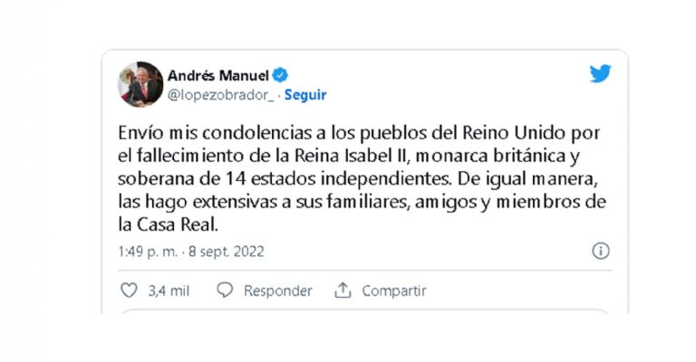 AMLO lamenta muerte de Isabel