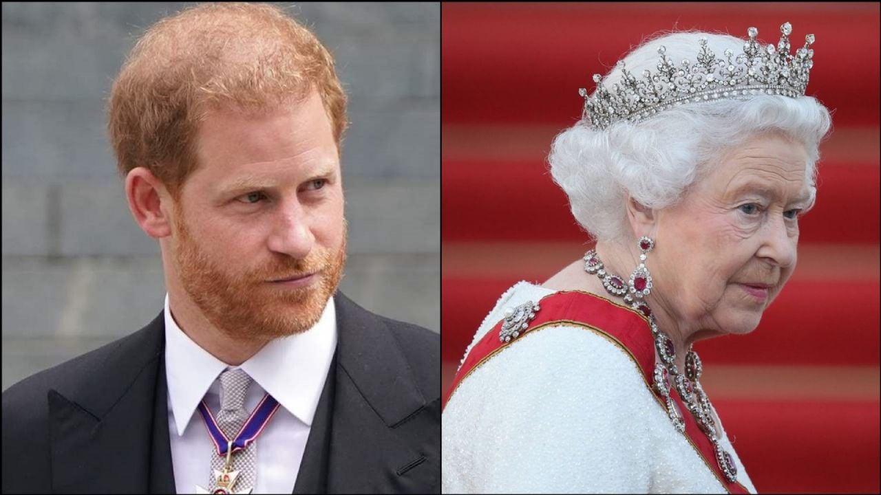Fotografía de Harry y su abuela, Isabel II
