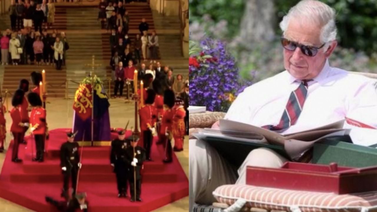 VIDEO: Mientras Carlos III se da un día libre, guardia se desmaya vigilando el féretro de la Reina Isabel II