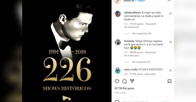 Publicación en el Instagram de Luis Miguel