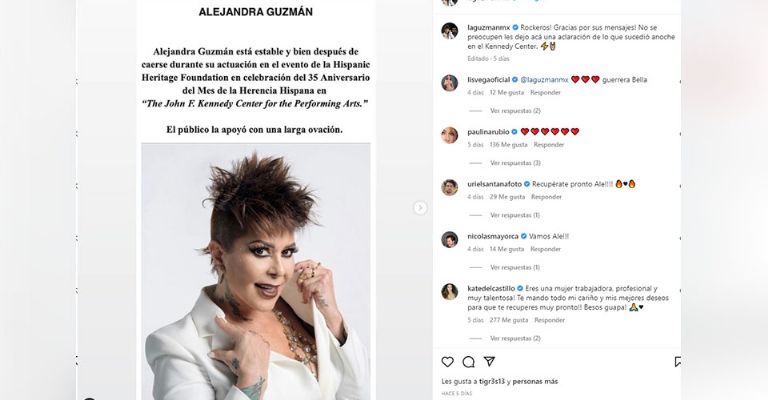 Alejandra Guzmán emite comunicado en Instagram