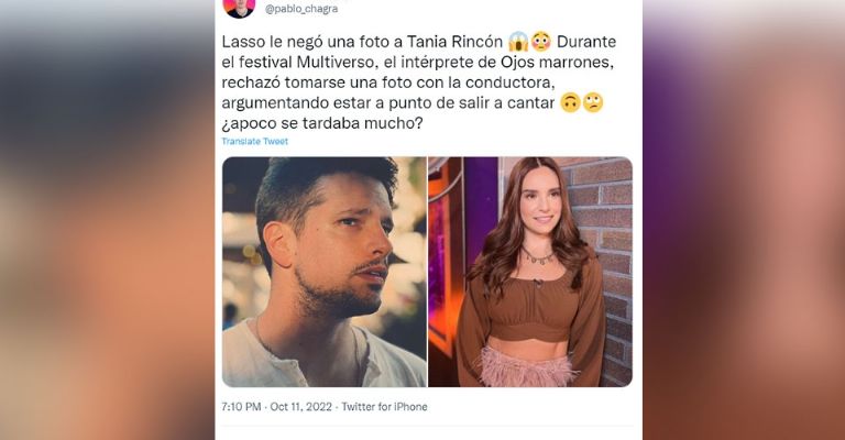 Famoso cantante le niega una foto a Tania Rincón