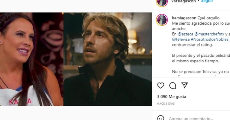 Karla Sofía en su cuenta de Instagram