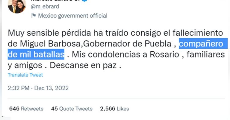 Marcelo Ebrard Casaubón reacciona