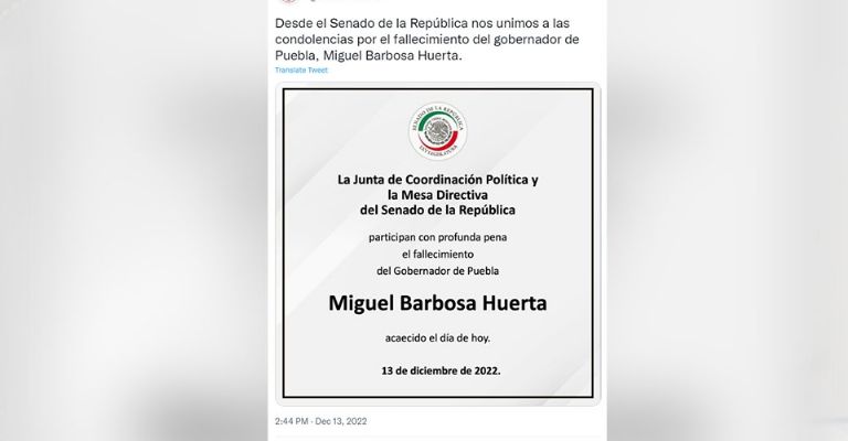 Senado reacciona ante la noticia