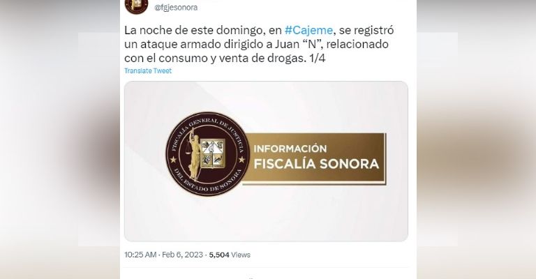 Fiscalía de Sonora confirma que menor de 2 años murió tras no soportar las heridas de bala en Cajeme