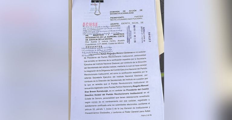 PRI Sonora presenta acción de inconstitucionalidad contra reforma presentada por Alfonso Durazo