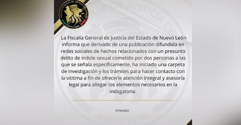 Fiscalía de Nuevo León emite comunicado