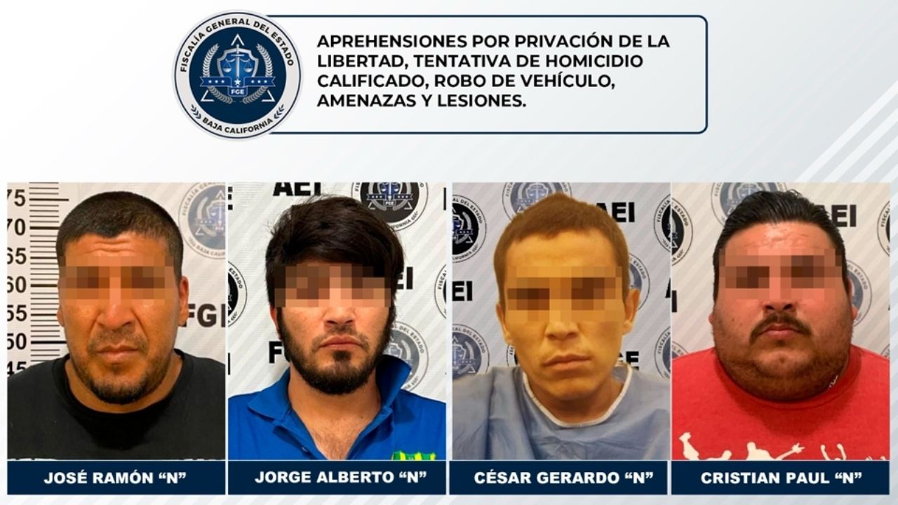 Por secuestro, intento de homicidio y robo, aprehenden a cuatro prófugos en Baja California