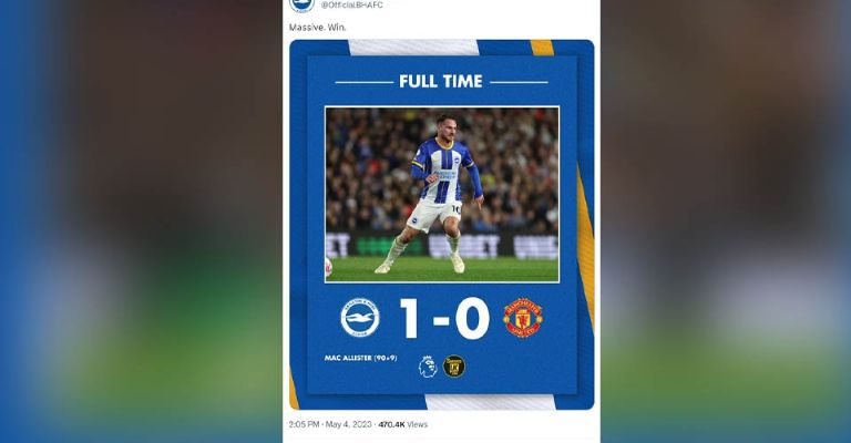 Manchester United cae de último minuto ante el Brighton; un penalti los sentenció