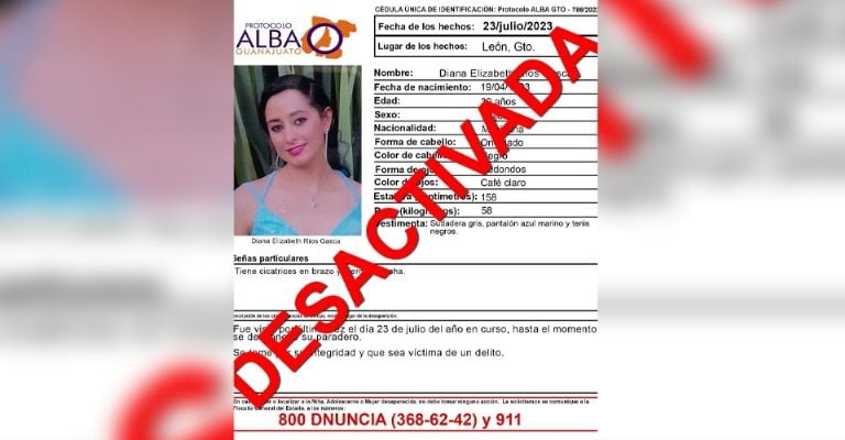 Localizan sin vida a Diana Elizabeth, enfermera desaparecida del IMSS en Guanajuato