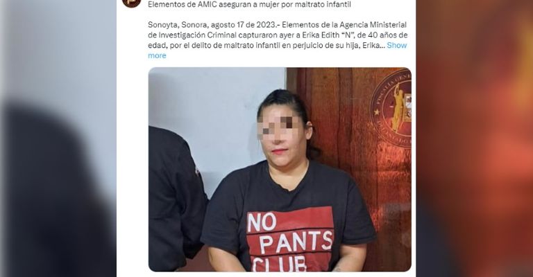 Elementos de AMIC aseguran a mujer por maltrato infantil